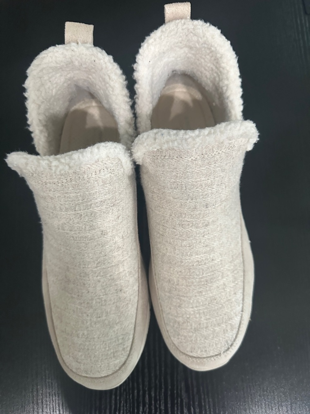 Skechers Women's Charcoal Cream Fleece-Lined Slip-On Booties